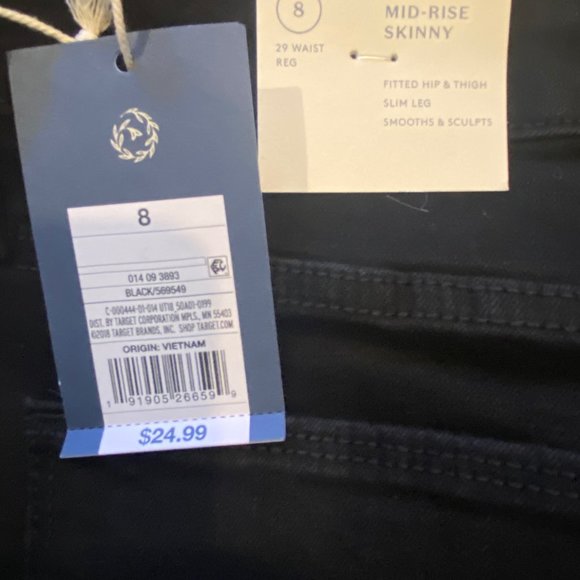 Women's Mid-Rise Skinny Jeans - Universal Thread™ Black - Picture 3 of 5